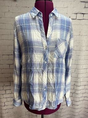 Rails size small blue and cream plaid long sleeve shirt button down